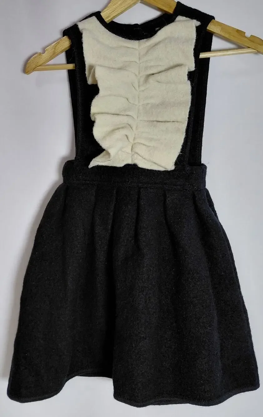 Hilda Henri Wool Dress Black White Colorblock Sleeveless Knee Length Size 10